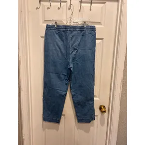 Free Assembly Womens Light Wash Denim Jogger Pants Size L Elastic Waist Stretch thumbnail 4