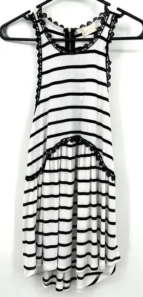 Altar'd State size Small white with black stripes and black crochet‎ accents thumbnail 1