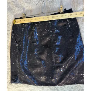J.Crew Navy Blue Sequin Mini Skirt Size 2 Party Cocktail Holiday Event thumbnail 3