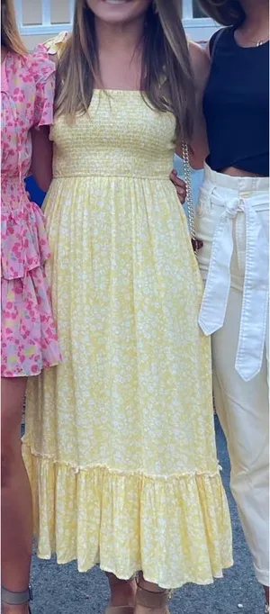 Yellow Floral Smocked Maxi Dress thumbnail 1