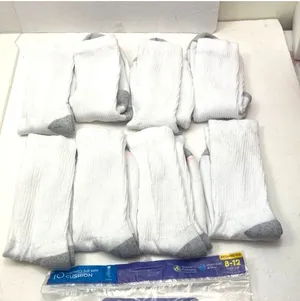 Hanes Womens Full Sole Cushion Crew Socks Extended Size 8-12 8 Pairs White/Gray thumbnail 1