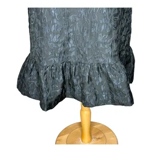 Scoop Mini Dress Women Large Black Blue Metallic‎ Floral Jacquard Mock Neck Tie thumbnail 10