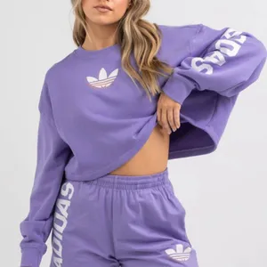 NWOT Adidas Originals Streetball Streetwear Cropped Oversized Sweatshirt Purple thumbnail 5