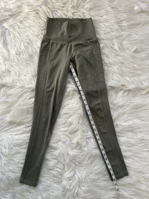 Prana Olive Green Women’s High-Waist Ribbed Leggings thumbnail 3