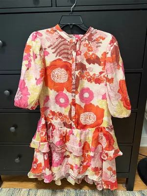 TCEC Pink & Orange Floral Ruffle Dress thumbnail 1