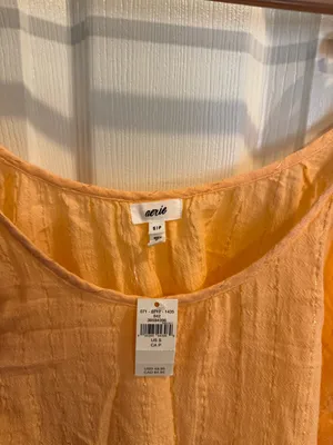 aerie Peach Textured Tiered Mini Sundress thumbnail 2