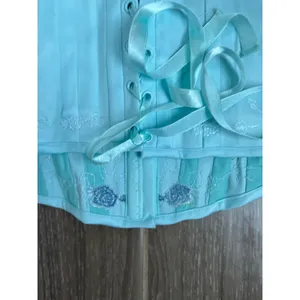 Vintage Y2K Charlotte Russe Blue Embroidered Corset Bustier Size L‎ thumbnail 7