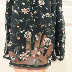 Abercrombie & Fitch Floral Mesh Halter Neck Blouse Top Black sz Medium thumbnail 4