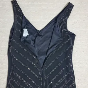 Carmen Marc Valvo Black and Silver Studded Bodycon Dress Size L‎ thumbnail 3