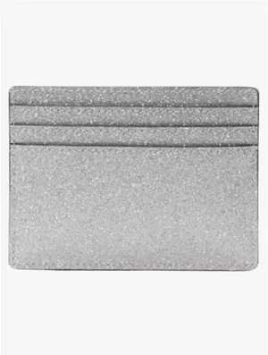 Kate Spade Silver Glitter Slim Card Holder Silver Lunar Light NWT thumbnail 6