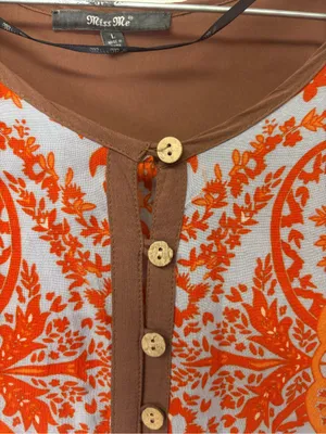 Miss Me Women's Sz L Boho Paisley Western Tunic Drawstring Waist Lined Top thumbnail 2