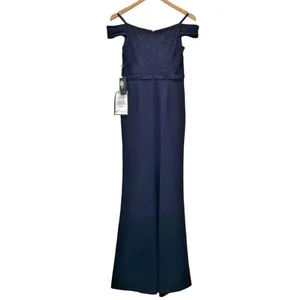 NWT Adrianna Papell Size 2 Navy Lace Off Shoulder Mermaid Formal Gown Dress thumbnail 5