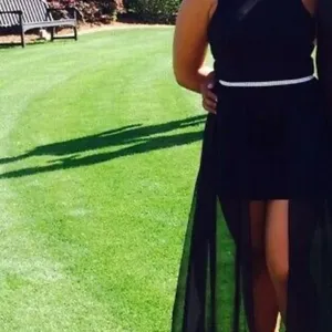 High Low Black Dress With Rhinestone Neckline S/M thumbnail 3