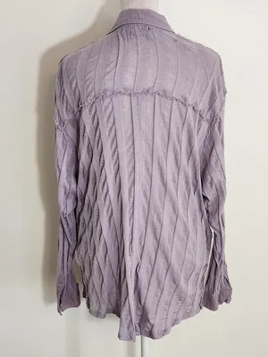 We The Free Light Purple Tonal Stripe Shirt Size Small thumbnail 4