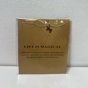 Life is Beautiful Unicorn Charm Pendant Gold Adjustable Necklace thumbnail 3