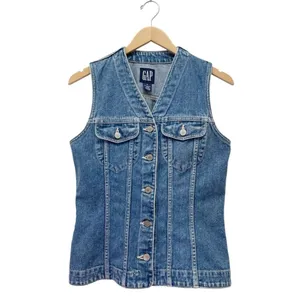 Vintage GAP Denim Vest Y2K Blue Jean Button Front Fitted Western Boho Size Small thumbnail 2