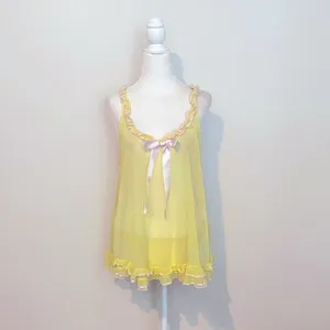 Victoria's Secret Yellow & pink Sheer Chemise & panty thumbnail 2