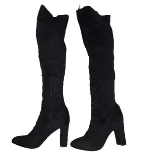 Rampage Womens Knee Hi Boots Black Over Knee Adjustable Strap size 9 thumbnail 1