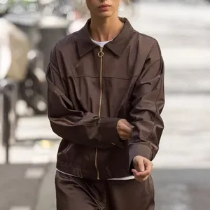 Zara NWT brown satin collared jacket thumbnail 12