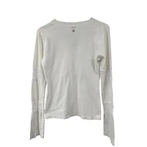 Vintage Prana Cream Blouse Womens Medium Used Organic Cotton Crochet Top thumbnail 2