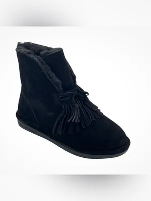 BearPaw Black Suede Tassel Ankle Boot Size 7 thumbnail 3