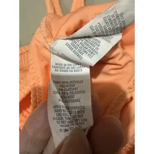 Aerie Ribbed Cut‎ Out Orange High Rise Cheeky Bathing Suit Women's Size L thumbnail 4