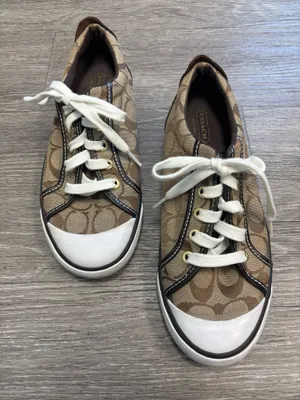 Coach Barrett sneakers in a signature khaki and brown canvas thumbnail 1