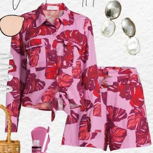 Sofia Jeans by Sofia Vergara linen shorts & Shirt Set L thumbnail 3
