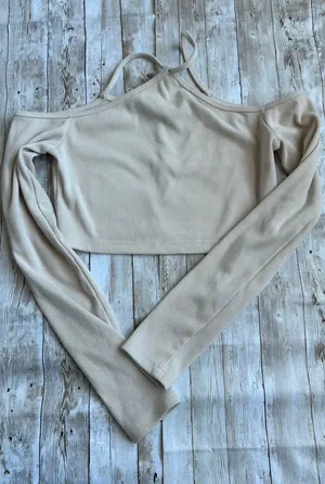 ASOS Off The Shoulder Long Sleeve Crop Top thumbnail 1