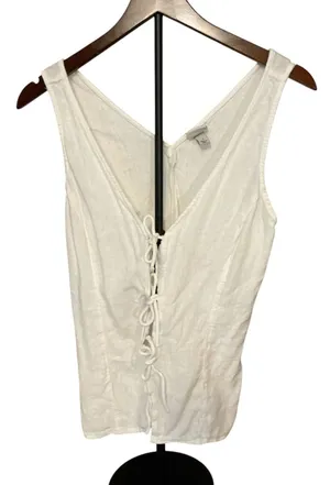 A New Day White Lace-Up Front V-Neck Tank Top – Size Small (S) thumbnail 1