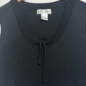 Dressbarn Tank Top Black Knit Scoop Neck Tie Front Career Minimalist Layering L thumbnail 2