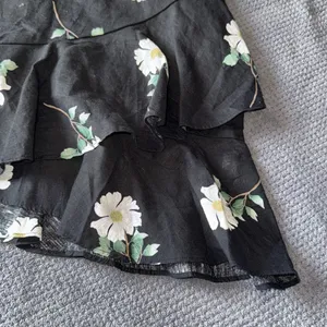 Banana Republic Black Floral Sleeveless Linen Fit Flare‎ Ruffle Hem Dress Size 8 thumbnail 10