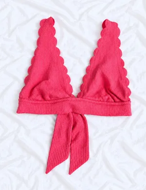 Aerie Pink Scalloped Triangle Bikini Top – Size Medium thumbnail 1
