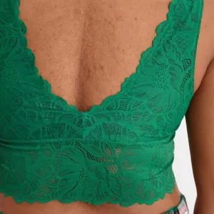 Aerie Holiday Best Lace Waffle Longline Bralette in Everglade Size M New thumbnail 5