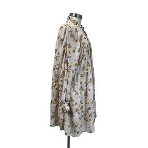 VICI Long Sleeve Boho‎ Pink Floral Swing Mini Dress Size M thumbnail 2