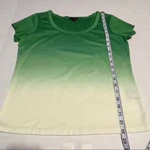 Lafayette 148 New York Womens Size Medium Green Ombre Short Sleeve Shirt‎ *FLAW* thumbnail 7