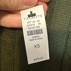 Talbots Cable‎ Knit Cowl Neck Poncho Olive Green Size XS NWT thumbnail 6