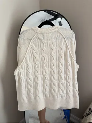 aerie Cable Knit Crewneck Sweater - Cream thumbnail 6