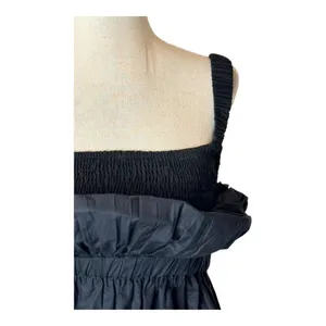 Cleobella Shirt Women XS Black Organic Cotton Ruffle Peplum Desi Tank Top Gothic thumbnail 7