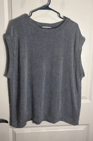 Haptics By Holly Harper Women's 2X Black/White Raglan Sleeve‎ Blouse Top Shirt thumbnail 1