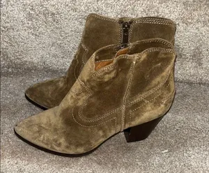 Frye Brown Ankle Boots Suede Slip-On thumbnail 1
