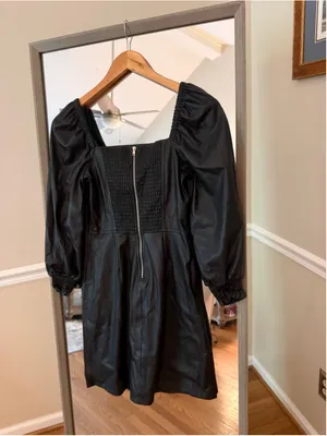 Women's 7 For All Mankind Black Faux Leather Mini Dress Size XS thumbnail 4