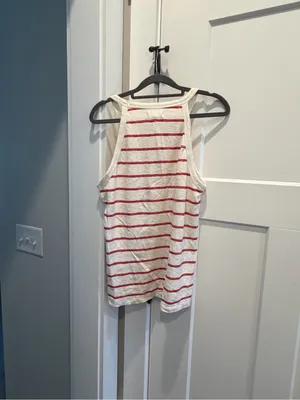 Madewell White Tank Top with Red Stripes thumbnail 2