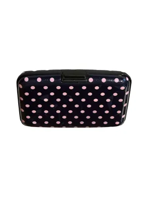 Black & Pink Polka Dot Hard Case Aluminum RFID Blocking Credit Card Holder thumbnail 2