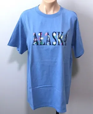 Alaska Embroidered Floral T-shirt Large Dusty Blue thumbnail 1