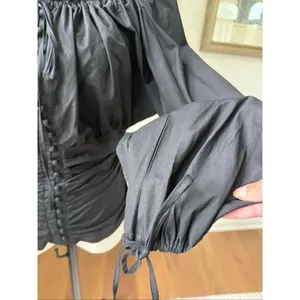 Rye Black Goth Whimsigoth Cottagecore Peasant Blouse Cotton M Black Size M thumbnail 5