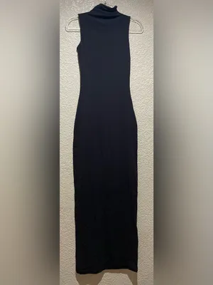 SKIMS NWT Onyx Black Sleeveless Mock Neck Maxi Dress Size XS thumbnail 4
