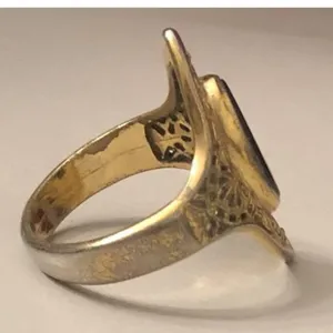 Vintage 18KGP VARGAS Black Center Ring Size 10 thumbnail 6