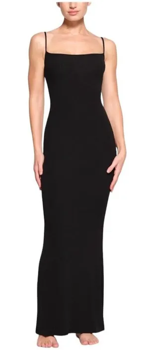 SKIMS Soft Lounge Long Ribbed Slip Dress Onyx size Medium thumbnail 1