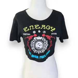 Urban Outfitters ENERGY Graphic Crop‎ Top Black Spiritual Skeleton Tee Boho thumbnail 2